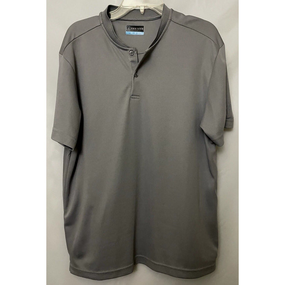 PGA Tour Polo Shirt Men's Large Gray Short Sleeve Collared Button Golf Polyester - Picture 1 of 6